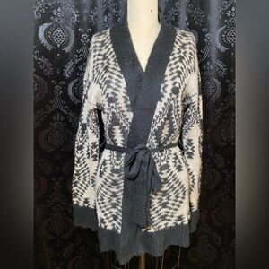 Rewind Black Cardigan Sweater with Tie Belt